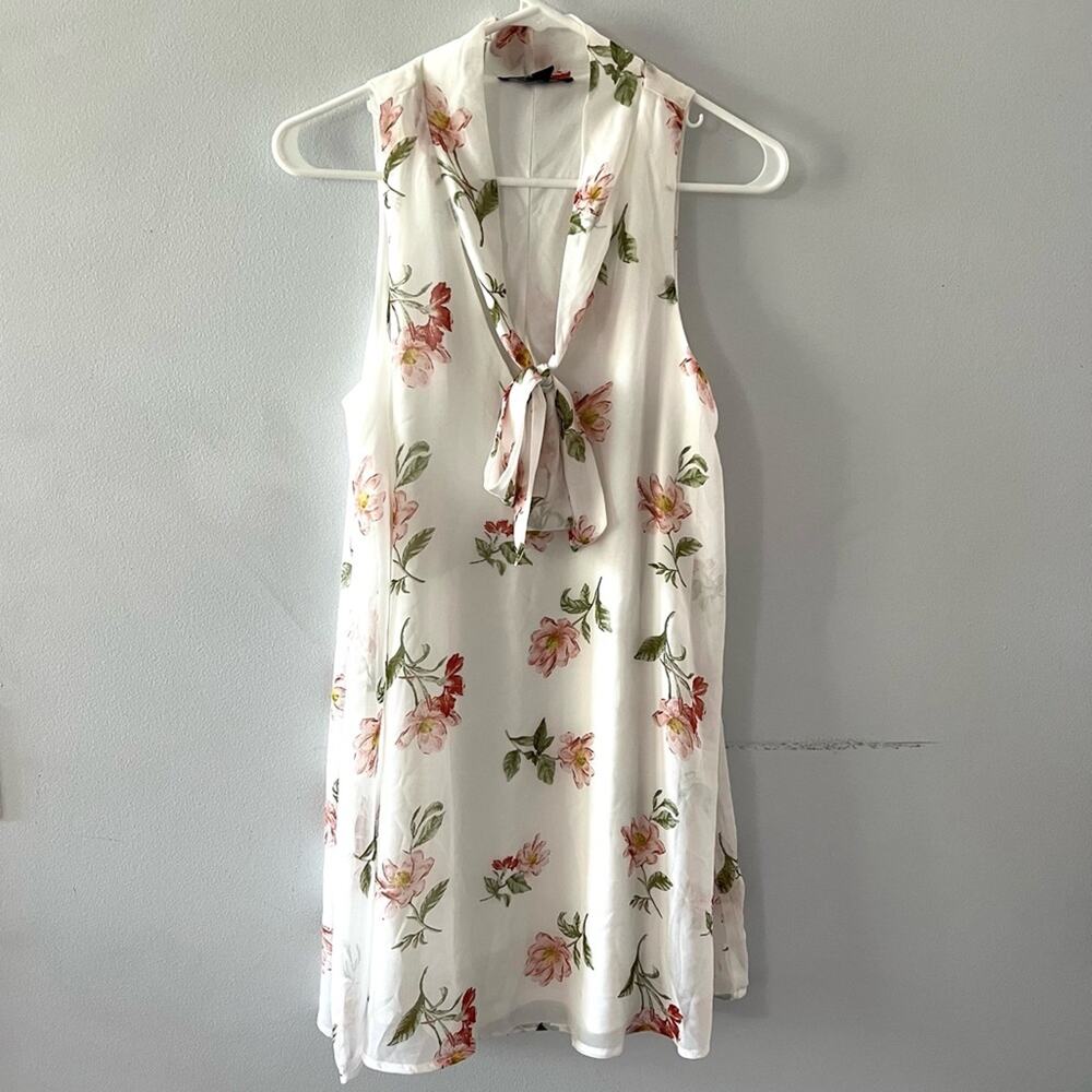 Forever 21 Dress Women's Medium White Floral Mini Sundress Sleeveless Spring